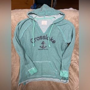 Women’s Crosslake Minnesota blue and green pullover hoodie